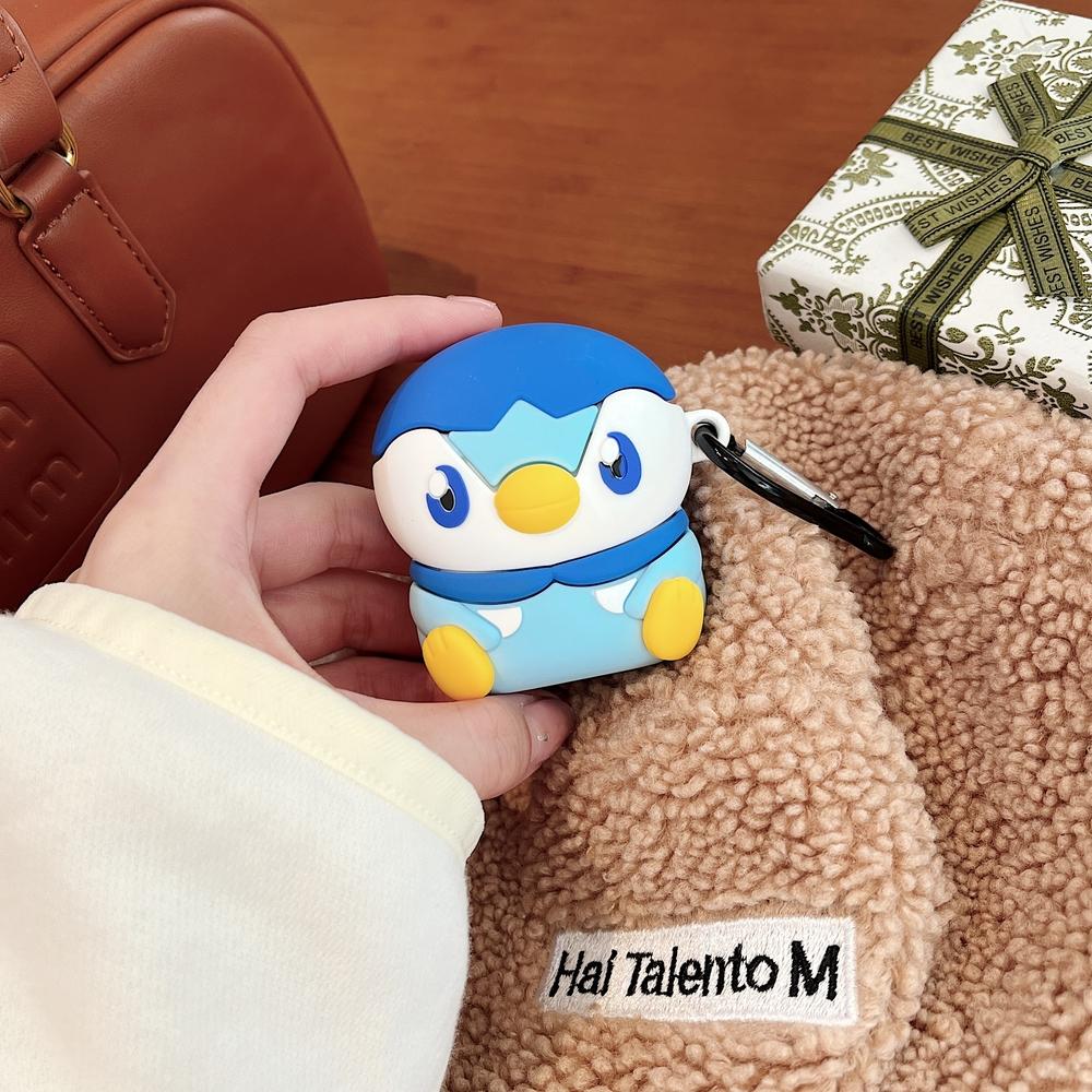 Étui pour écouteurs 3D Pour Airpods 4 2 3 Pro 3 2 Mignon Pokémon Piplup Casque Bluetooth sans fil Housse de protection For Airpods 3
