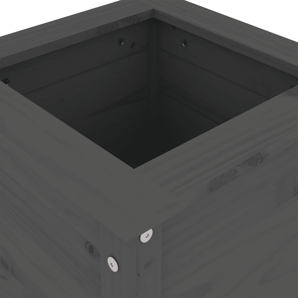 Plant Pot Gray 40x40x78 cm Solid Pine Wood