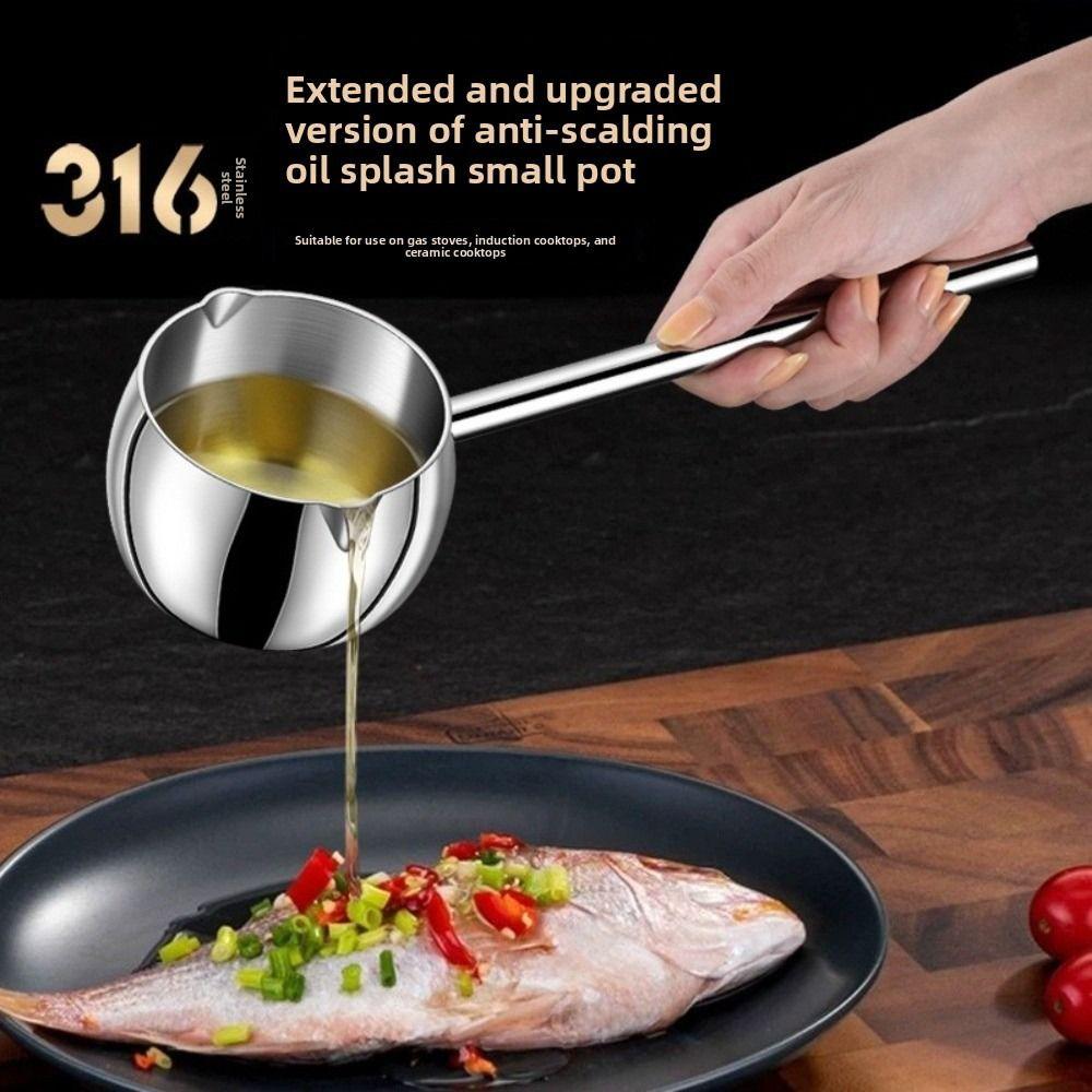 Durable Stainless Steel Butter Warmer Pot 10oz/300ml Thickened Small Saucepan Long Handle Mini Cooking Sauce Bowl