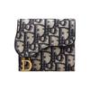 Saddle Lotus Embroidered Classic Monogram Print Canvas Wallet Unisex Wallet Denim-Blue S5652CTZQ_M928