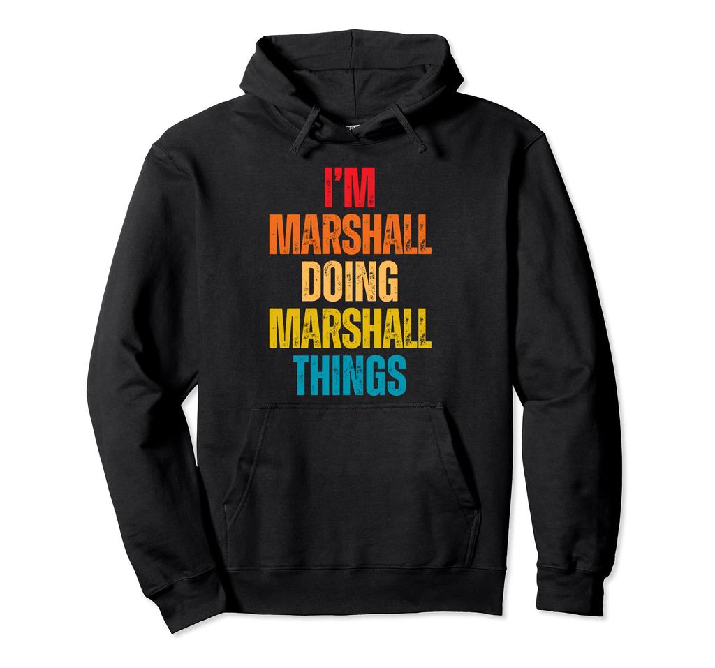 I Love Marshall Personalized Retro Pattern First Name Hoodie