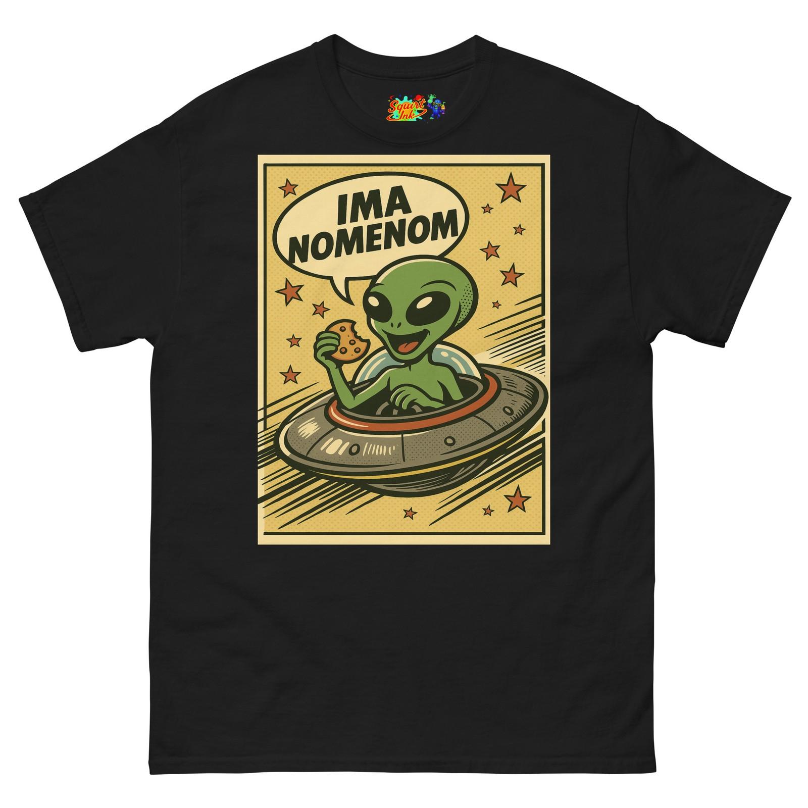 Alien Nom E NOM Cookie Pop Art T Shirt Mens Womens Tees Top S