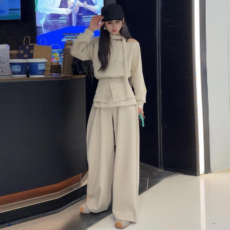 Women's Elegant Three-Piece Suit: Spring 2026 Loose Hoodie, Waistband, and Casual Design