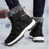 Couple Lace-up Snow Boots Fur-lined Half Boots Plush Cotton Shoes Anti-slip Winter Warm Outdoor Sneakers Wear-resistant