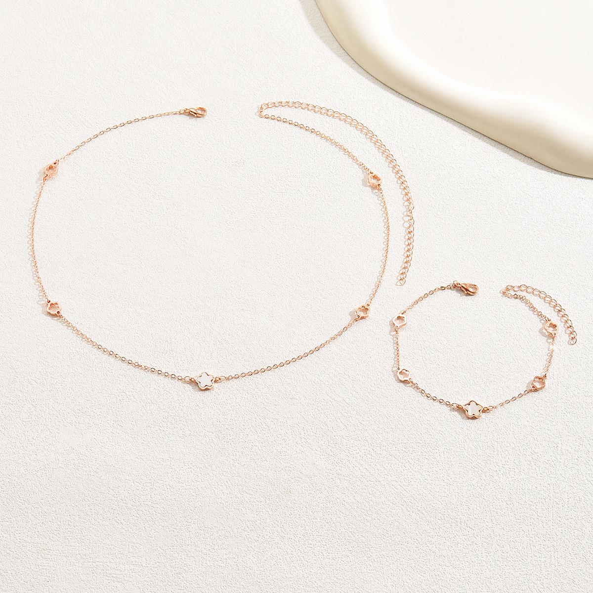 

Набор ожерелье и браслет с дизайном цветущей сливы, розовое золото, длинное ожерелье, набор украшений