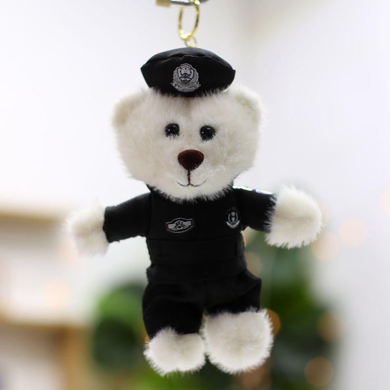 New Traffic Police Uniform Bear Keychain Plush Doll Rescue Fire Bear Pendant Event Promotion Gift