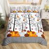 Thanksgiving Day Pumpkin King Queen Bedding Set Kids Cartoon Autumn Duvet Cover Fall Leaf Comforter Cover Polyester Quilt Cover