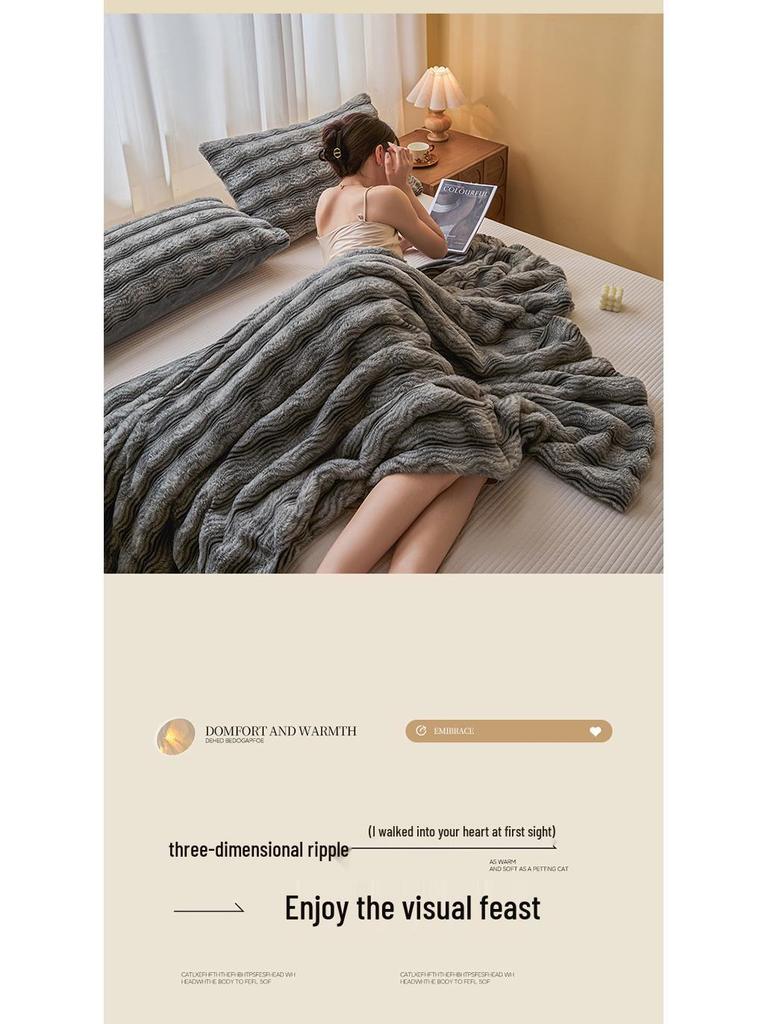 Luxury Winter Shu Cotton Velvet and Lamb Wool Blanket