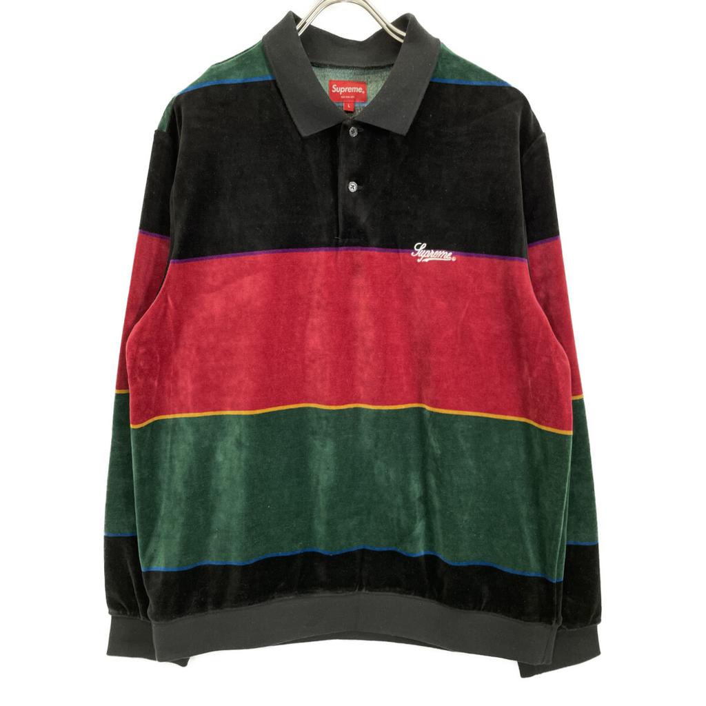 Supreme Multicolor 19AW Border Velvet Rugby Shirt tops L multicolorUsed
