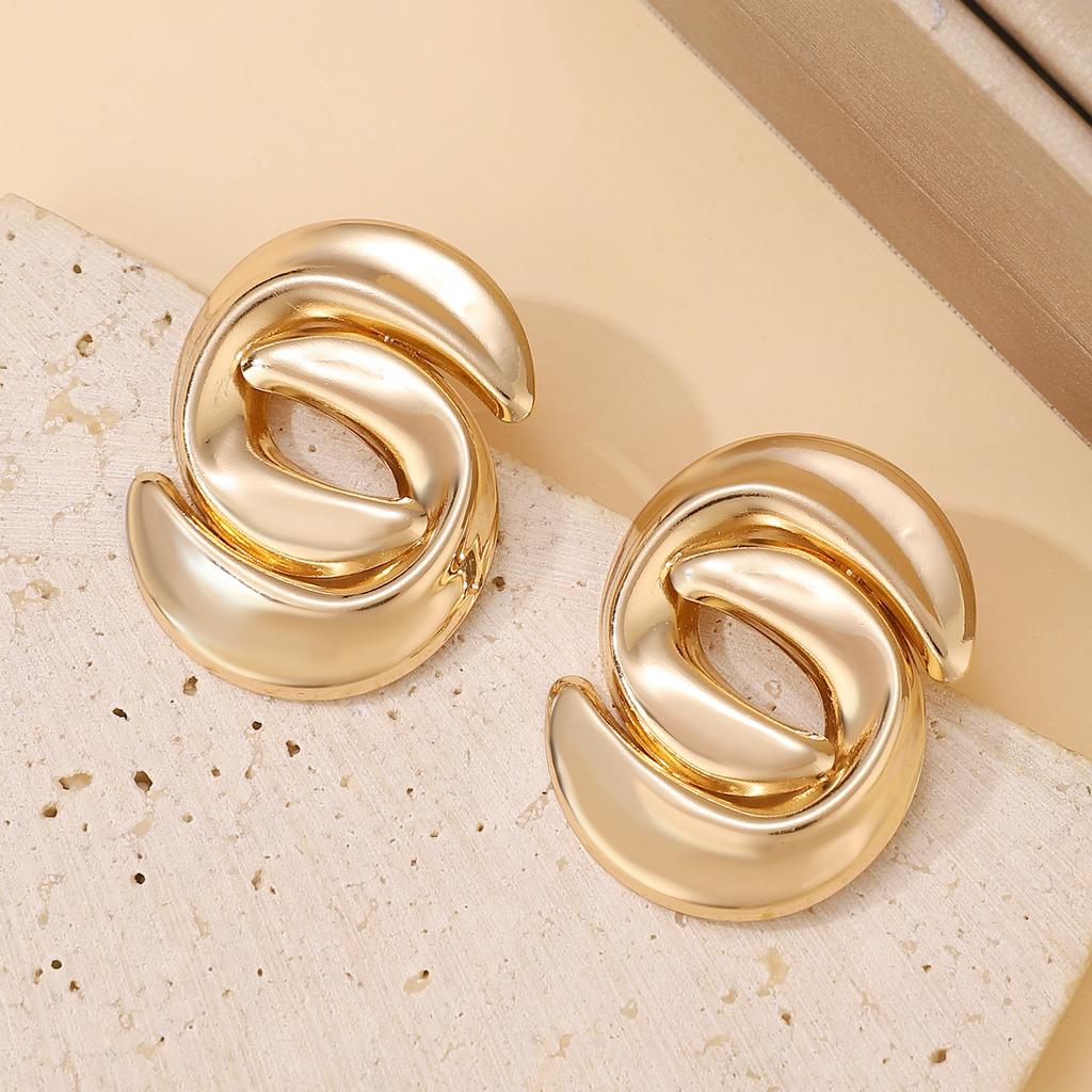 New irregular geometric stud earrings exaggerated fashion versatile metal letter splicing elegant temperament earrings