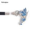 Golden Blue Luxury Dragon Head Walking Cane Fashion Decorative Walking Stick Gentleman Elegant Cosplay Cane Knob Crosier 94cm
