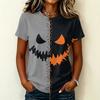 Women's Short Sleeve Round Neck T-Shirt with Halloween Print Pullover Casual Top for Party