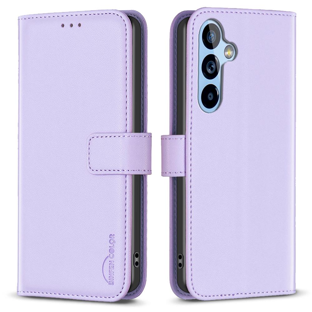 

BINFEN COLOR BF17 For Samsung Galaxy A54 5G Stand Wallet Phone Case Leather+TPU Phone Cover Purple