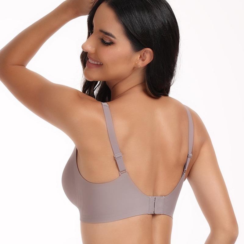 Seamless Jelly Underwear Deep V Thin Soft Support Comfortable Feeling Large Chest Small U Back Sexy Bra