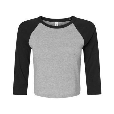 Womens/Ladies Heather Raglan 3/4 Sleeve Crop Top