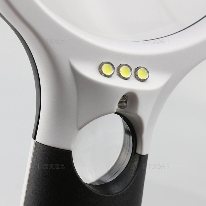 Handheld Magnifying Glass 120Mm for Elderly Reading and Appreciation 4Led Magnifying Mirror Female Double Mirror Surface