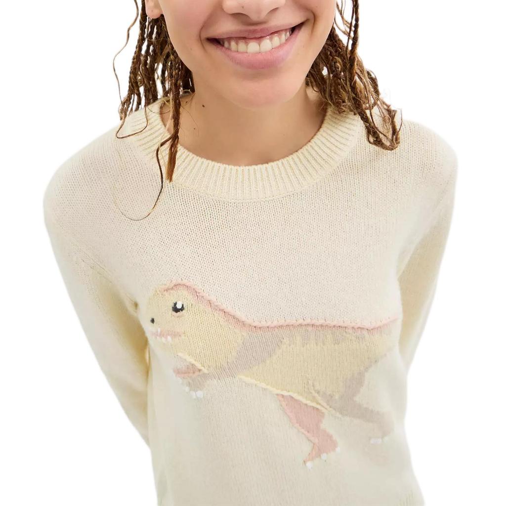 Coach Rexy Round Neck Color Block Knit Sweater Women sweater White CZ738-WHT