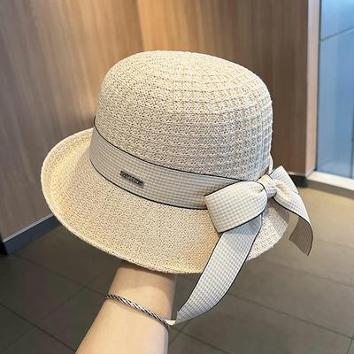 Elegante krullende hoge hoed dames lente en zomer katoen en linnen breien trendy veelzijdig pastorale stijl bucket hat toont klein gezicht reizen