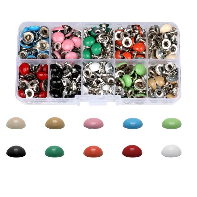 40-200Pcs Leather Rivets Double Caps Rivets Leather Button Fasteners Rivets for Leather, Clothes, Jewelry Making