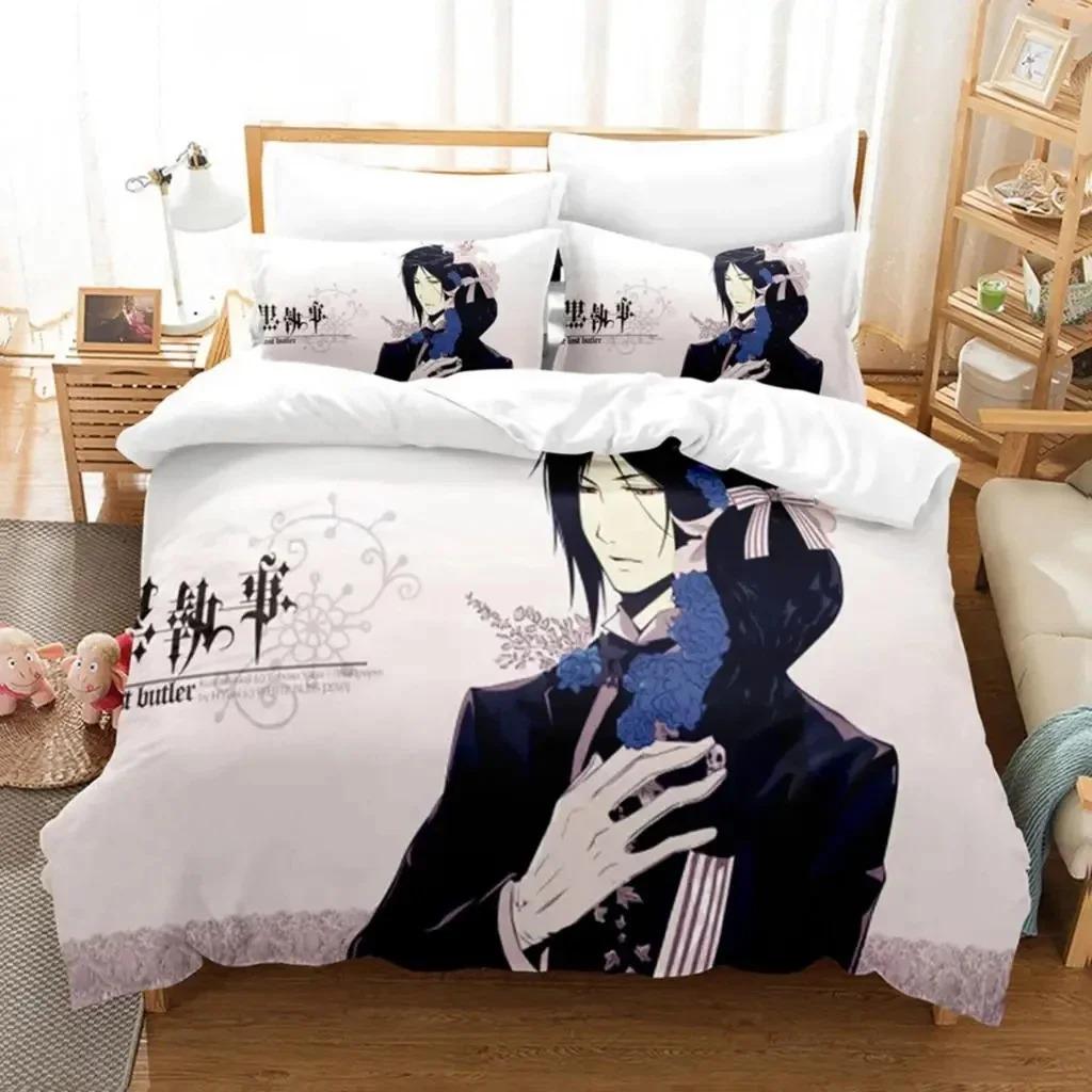 3D Print Anime Black Butler Sebastian Bedding Set Boys Girls Twin Queen Size Duvet Cover Pillowcase Bed Kids Adult Home Textile