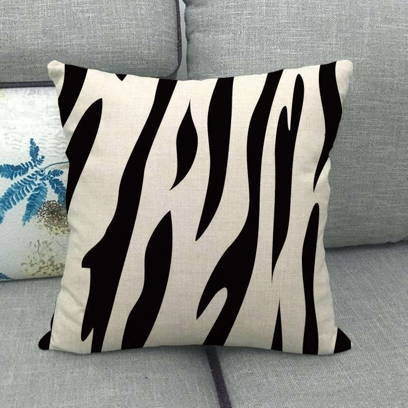 Black And White Leopard Print Spots Digital Printing Short Plush Pillow Covers For Car Sofa Office Cushion Cover Home Goods