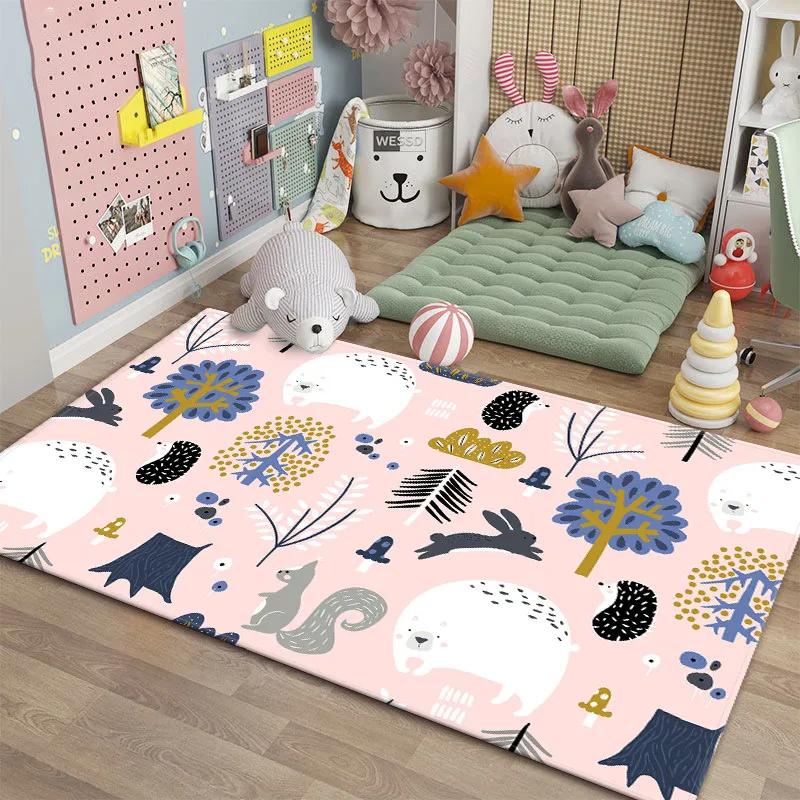Cartoon Rugs for Bedroom Kids Cute Animal Carpet Modern Style Baby Mat Soft Children's Room Rug Non-slip Nordic Style Decoration