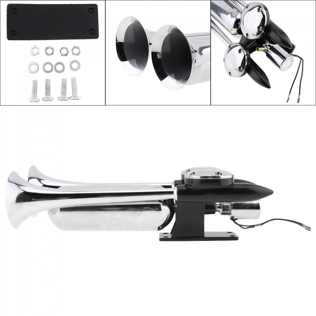 1pcs 12-24 V 100-115 DBs Super Strong Noisy Air Compressor Dual Trumpet Air Horn Suitable for Car Truck Boat Train Vehicle
