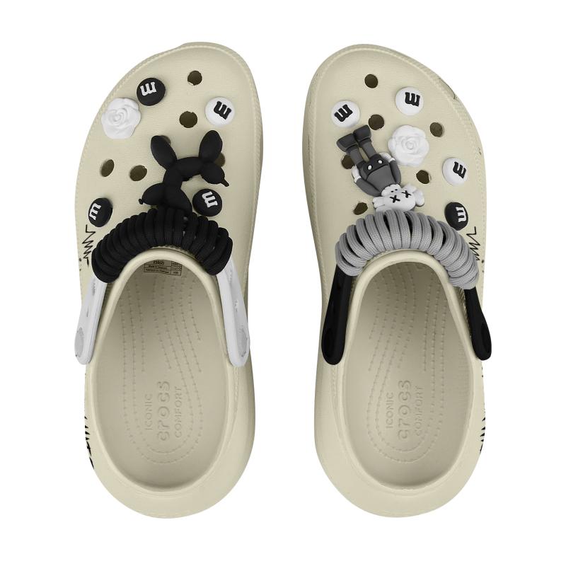 Crocs Crush Clog EVA Cute English Graffiti Splash Ink Simple Sesame Street Gift Box Hole Shoes Unisex Bone White