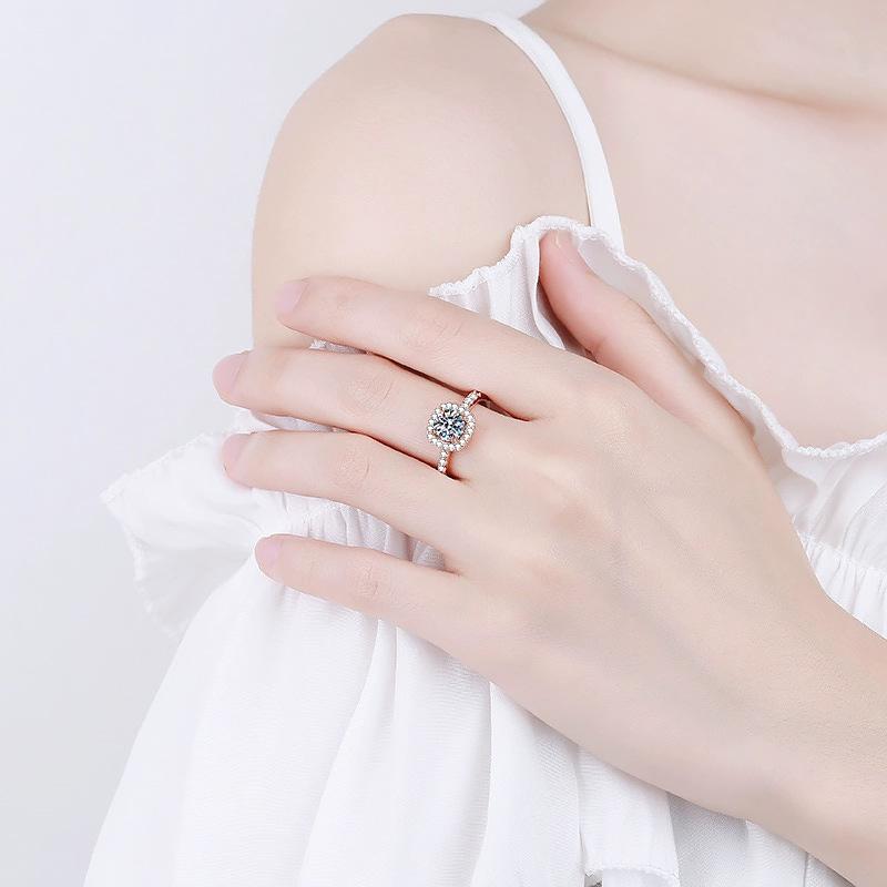 Princess Square Bag Small Sugar Cube Ring Plated With Rose Gold Imitation Live Mouth Adjustable Ring
