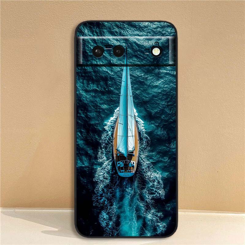Moderne Flugzeugmuster Handyhülle Für Google Pixel 10 9a 9 8A 8 7 7A 6 6A Pro XL 2024 5G Schwarz Weiches TPU Silikon