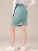 Allegra K Denim Skirt, Mini Skirt, Summer, High-Waisted, Tight, Elastic, Knee-Length, A-Line, Slimming, Elegant, Women's, Gray-Green, Size S