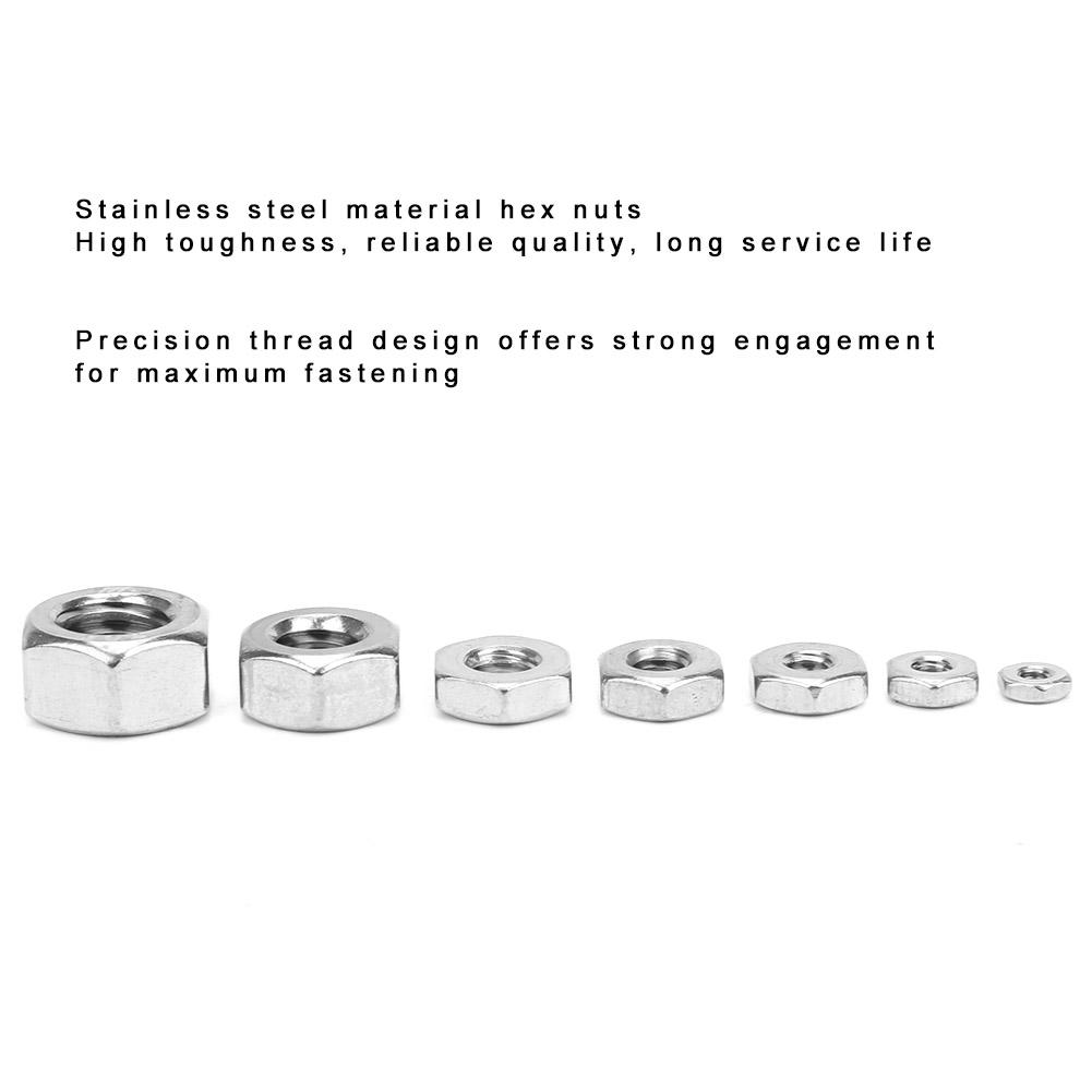 360pcs Stainless Steel Hex Nuts Coarse Thread American System UNC Nuts Fasteners
