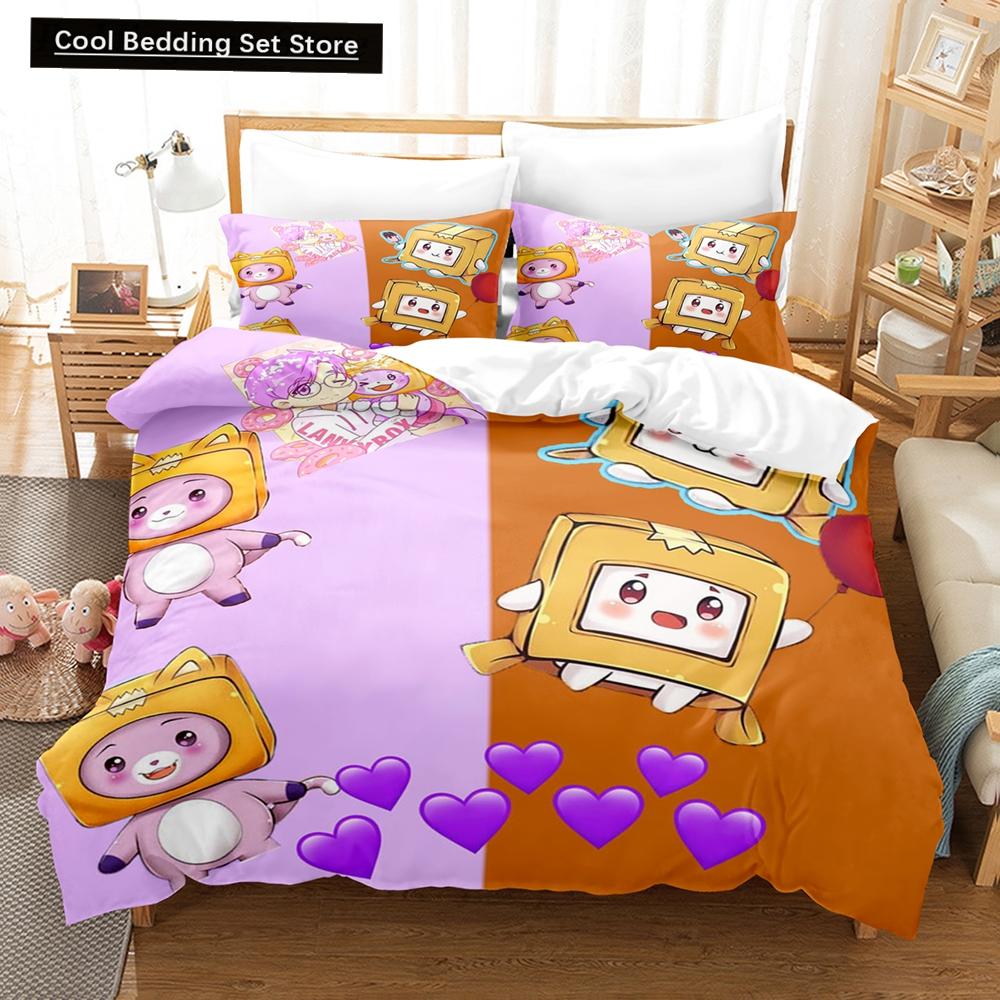 3D Print Anime  Lankybox 2/3PCS Bedding Sets Duvet Cover Set With Pillowcase Twin Full Queen King Bedclothes Bed Home Textiles