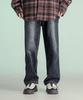 MODERN ARON Vintage Cracked Wash Denim Pants Dark Blue