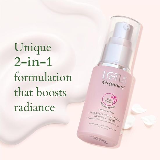 Lotus Organics+ Precious Brightening Serum + Creme | 100% Bio-Weiße Pfingstrose | Sulfat- & Parabenfrei | Für alle Hauttypen | 30g
