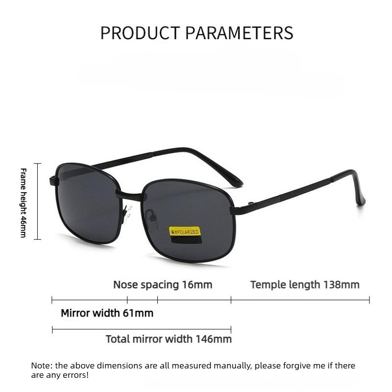 Polarized Metal Men's Sunglasses Stylish Square-Frame Premium-Quality UV Protection Sun Glasses for Driving and Fishing