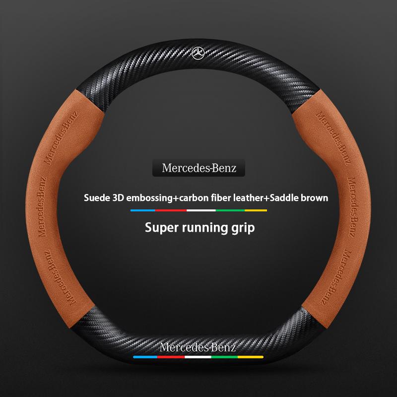 Suede Leather Steering Wheel Cover For Mercedes Benz W204 W205 W203 W211 W212 W201 W210 W124 W126 W140 W168 GLA GLB GLC GLE GLK