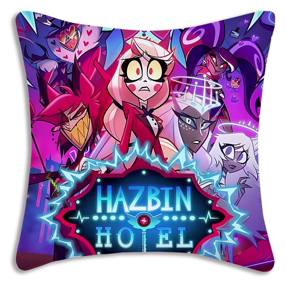 Anime H-Hazbins H-Hotel Pillow Covers Cartoon Sofa Decorative Home Double-sided Printing Short Plush Cute Cushion Cover