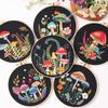 Black Cloth Pattern Embroidery Stitch Practice Kit Handmade Punch Needle Kit Mushroom Embroidery Kit Embroidery Artcraft