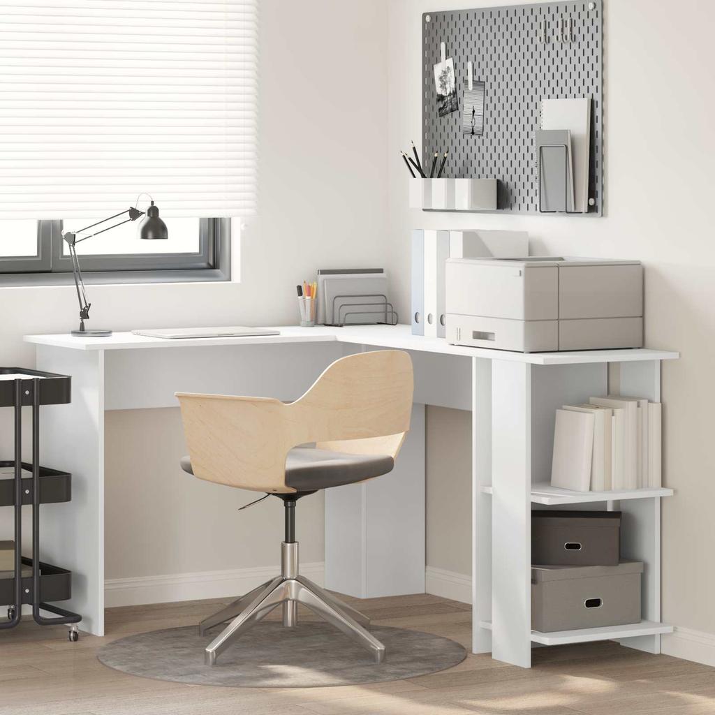 Corner Desk White 140 x 113.5 x 75 cm Particleboard