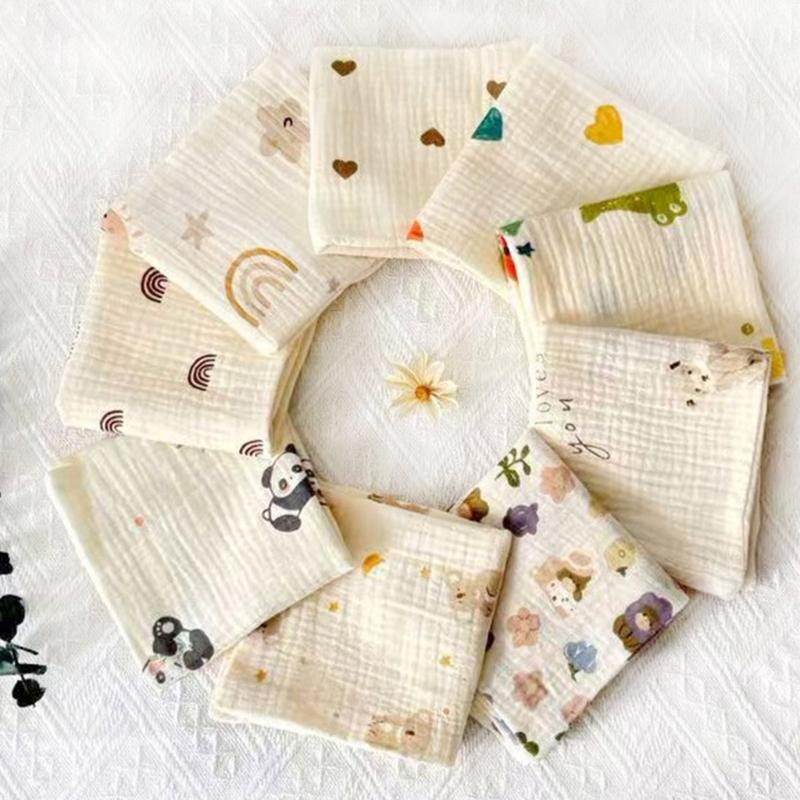 5Pcs Soft Breathable Cotton Baby Washcloths Newborns Bath Towel for Sensitive Skin Multi Use Burp Cloths 25x25cm