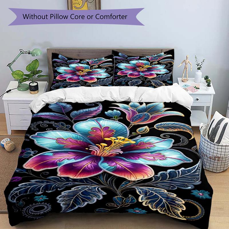 3pcs Fantasy Flower Duvet Cover Set - Includes 1 Duvet Cover and 2 Pillowcases, No Quilt Core, All-Season Home Decor yy251111059