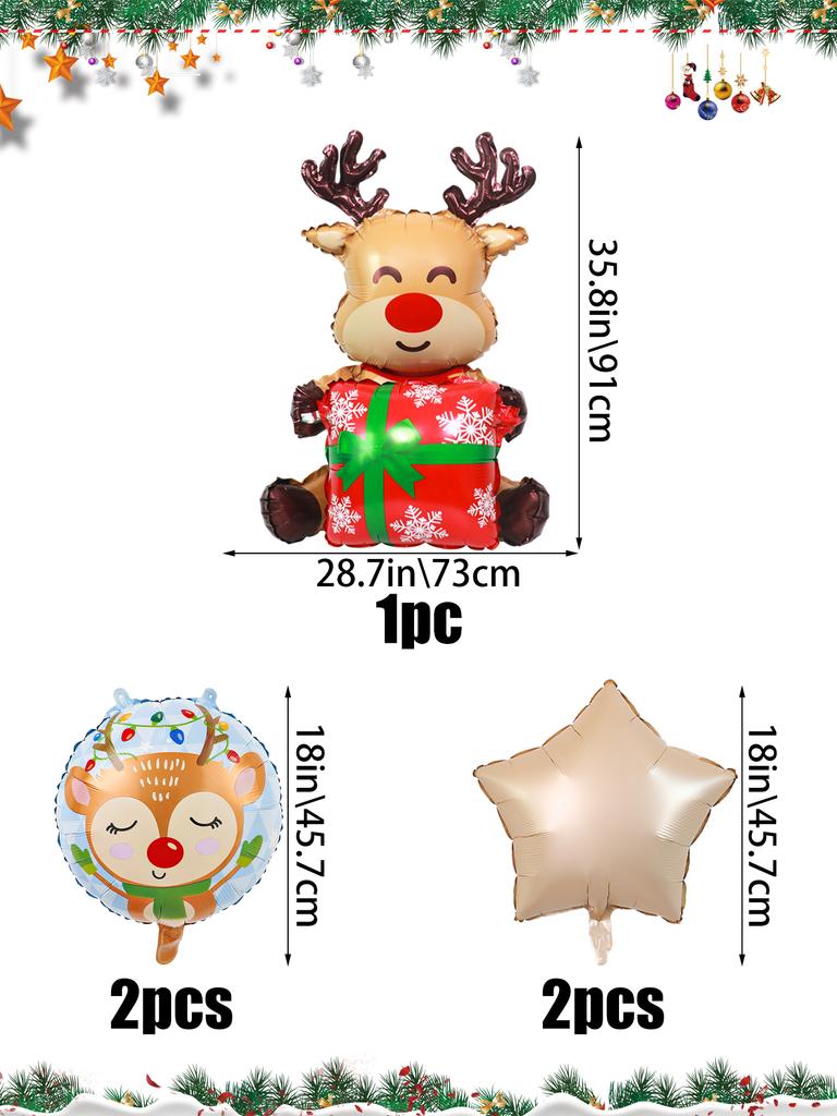 5pcs Christmas Decoration Balloons Set, Suitable for Christmas Party Decorations, New Year Decorations, Holiday Decorations