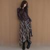 New ArrivalS Open Run Women S Cotton Check Belted Unbalanced Long Skirt