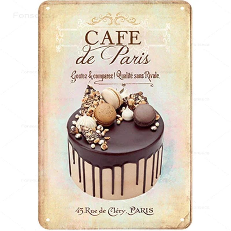 1 st Vintage Kaffe Dessert Metallskyltar Modern Minimalistisk Hem Kök Väggkonst Tennplåtar Restaurang Café Dekoration 20X30Cm