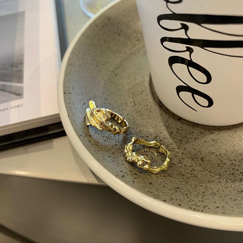 Elegant Korean Style S925 Open Adjustable Ring For Women With Unique Geometric Design