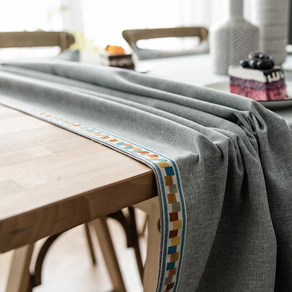 Solid Color Nordic Ins Tablecloth Tablecloth Jacquard Red Imitation Cotton And Linen Christmas Amazon Spot Polyester Cotton Ins Wind