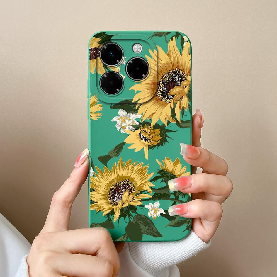 Compatible For Infinix Note 40X Zero 40 Smart 9 Hot 50 50i 50Pro Plus 5G 4G Soft Case Pretty Butterfly Fancy Sunflower Silicone Shockproof For Infinix