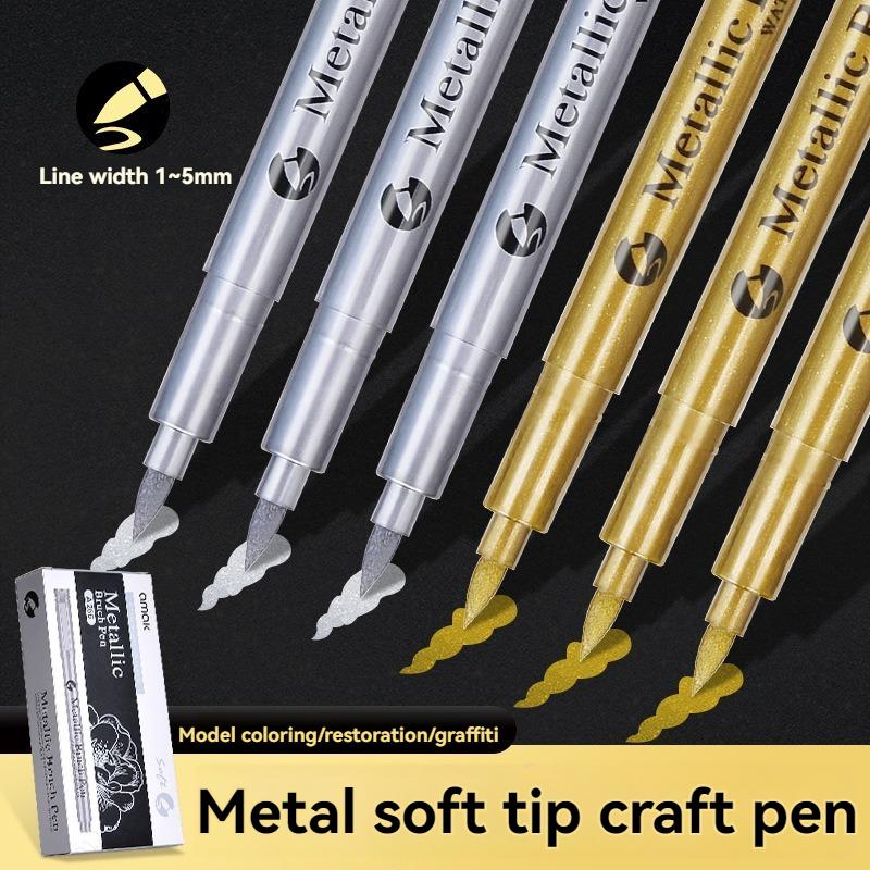 highlight Metallic Marker Pen Gold White Waterproof Permanent Paint Marker Pen for Rock Mug Ceramic Glass DIY Painting