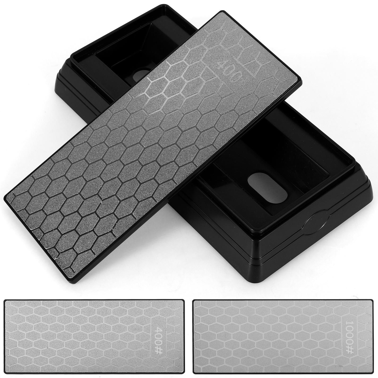Double Sided Diamond Sharpening Stone Whetstone 400/1000 Grit Knife Sharpener Whetstone with Non Slip Base Sharpening Tools светло-серый
